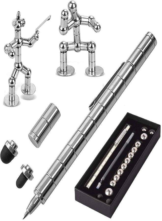 SUKEE Magnetic Fidget Pen, Decompression Toy Pen with Magnetic Rings and Steel Balls, Stress Relief Creative Gadget for Kids and Adults, for Teens, Fidget Pen, Magnetic Pen (Silver) - Image 1